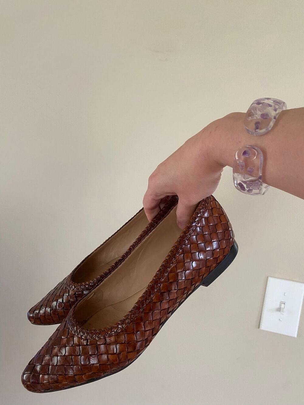 Trotters woven brown leather flats size 10